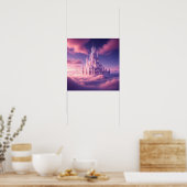Enchanted Pink Castle Above the Dreamy Clouds Poster (Küche)