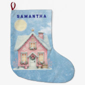 Enchanted Pink Cottage Personalized Stocking Großer Weihnachtsstrumpf (Vorderseite)