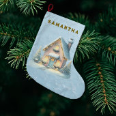 Enchanted Pink Winter Village Stocking Großer Weihnachtsstrumpf