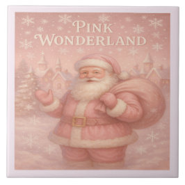 Enchanted Pink Wonderland Santa Ceramic Tile Fliese