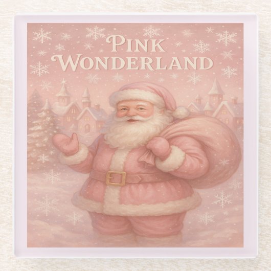 Enchanted Pink Wonderland Santa Glasuntersetzer (Vorderseite)