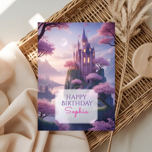 Enchanted Princess Castle Birthday Greeting Karte