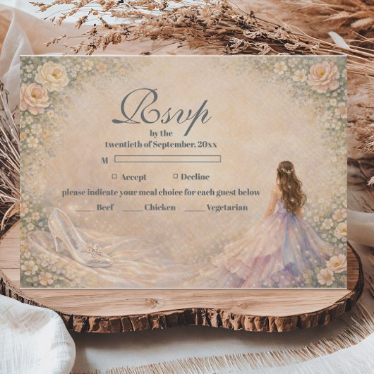 Enchanted Princess Fairytale Quinceañera RSVP Karte