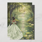 Enchanted Princess & Frog Fairytale Quinceañera  Einladung (Vorne/Hinten)