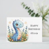 Enchanted Printable Dinosaur Birthday Karte (Stehend Vorderseite)