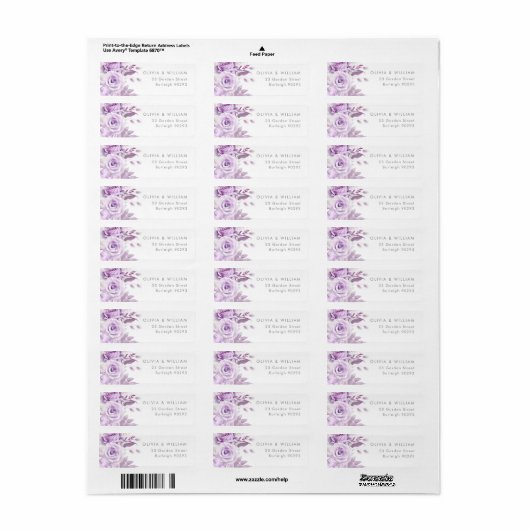 Enchanted Purple Rose Wedding Return Address Label (Vorne)