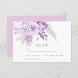 Enchanted Purple Roses Elegant Wedding RSVP Karte