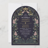 Enchanted Raven Lilac Gothic Wedding Ach Einladung (Vorderseite)