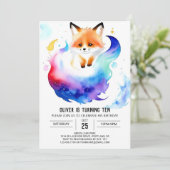 Enchanted Red Fox Tales Birthday Einladung (Stehend Vorderseite)