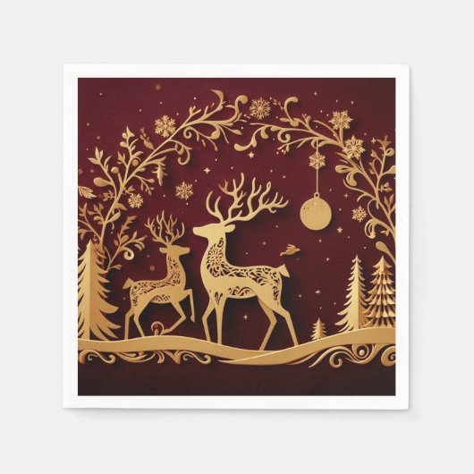 Enchanted Reindeer – Holiday Whimsy Serviette (Vorderseite)