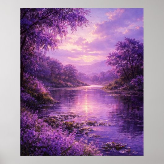Enchanted River Beneath Purple Sky Poster (Vorne)