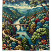 "Enchanted River Valley" Duschvorhang (Vorderseite)