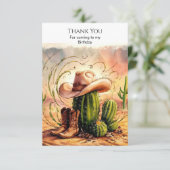 Enchanted Rodeo Cowboy Birthday Dankeskarte (Stehend Vorderseite)