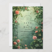 Enchanted Rose Garden Gate Wedding Save The Date (Vorderseite)