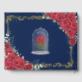 Enchanted Rose Red Roses Princess Gold Quinceanera Gästebuch (Rückseite)