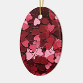 Enchanted Ruby Bliss Heart Confetti Pattern Keramik Ornament (Links)