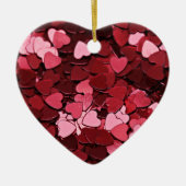Enchanted Ruby Bliss Heart Confetti Pattern Keramik Ornament (Vorne)