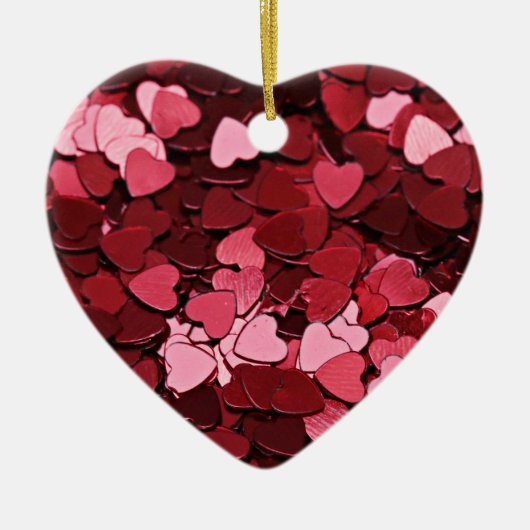 Enchanted Ruby Bliss Heart Confetti Pattern Keramik Ornament (Vorne)