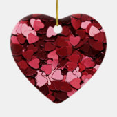 Enchanted Ruby Bliss Heart Confetti Pattern Keramik Ornament (Hinten)