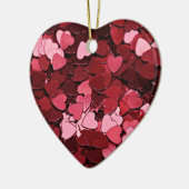 Enchanted Ruby Bliss Heart Confetti Pattern Keramik Ornament (Links)