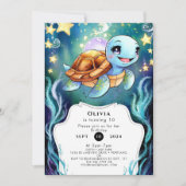 Enchanted Simple Boho Turtle Birthday Einladung (Vorderseite)