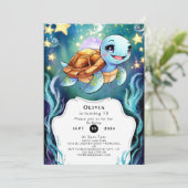Enchanted Simple Boho Turtle Birthday Einladung (Stehend Vorderseite)