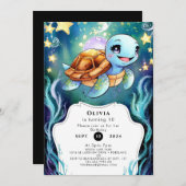 Enchanted Simple Boho Turtle Birthday Einladung (Vorne/Hinten)