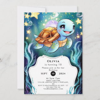 Enchanted Simple Boho Turtle Birthday Einladung