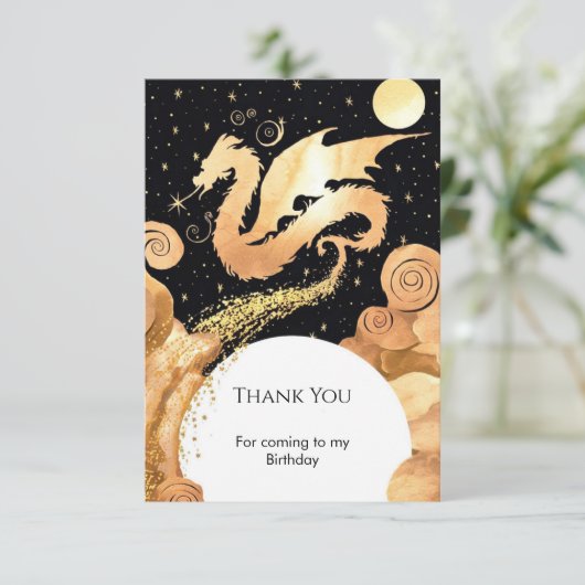 Enchanted Simple Dragon Birthday Dankeskarte (Stehend Vorderseite)