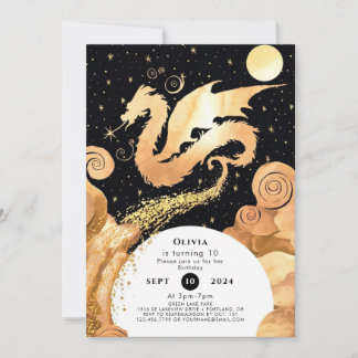 Enchanted Simple Dragon Birthday Einladung