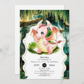 Enchanted Simple Dragon Birthday Einladung (Vorne/Hinten)