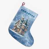 Enchanted Snowy Castle Personalized Stocking Großer Weihnachtsstrumpf (Vorderansicht (hängend))