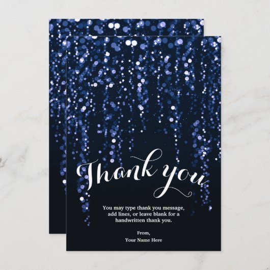 Enchanted Star Lights Blue Violet Vielen Dank Einladung (Vorne/Hinten)