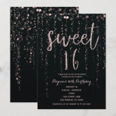 Enchanted Star Lights Rose Gold Blush Sweet 16 Einladung (Vorne/Hinten)
