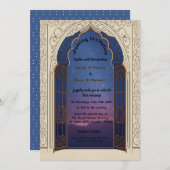 Enchanted Starry Night Moroccan Arch Wedding  Einladung (Vorne/Hinten)