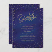 Enchanted Stars Blue & Gold Hochzeitskarte Begleitkarte (Vorne/Hinten)