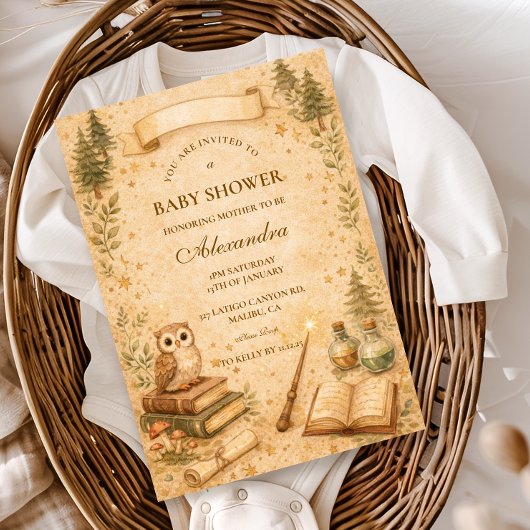 Enchanted Storybook Wizard Baby Shower Einladung