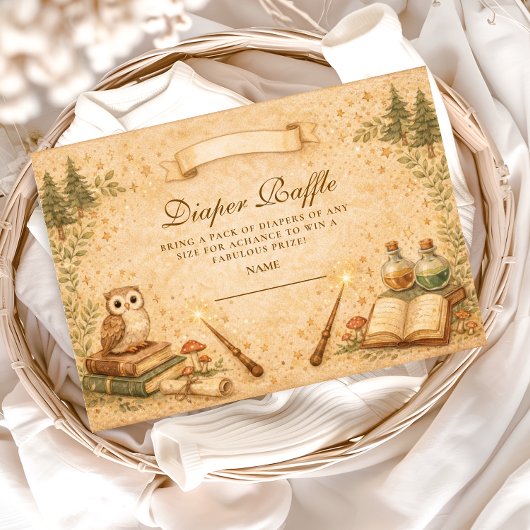 Enchanted Storybook Wizard Diapper Raffle Begleitkarte