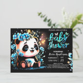 Enchanted Sweet Little Panda Boy Baby Shower Einladung (Stehend Vorderseite)