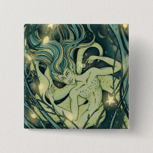 Enchanted Teal Siren Square Button (Vorderseite)