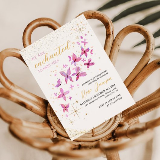 Enchanted To Meet You Butterfly Baby Shower Einladung
