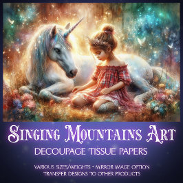 Enchanted Unicorn and Girl Woodland Decoupage Seidenpapier