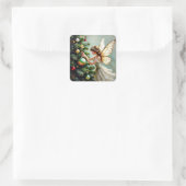 Enchanted Vintage Fairy Christmas Quadratischer Aufkleber (Tasche)