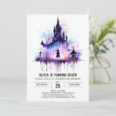 Enchanted Wand Wielder Birthday Einladung (Stehend Vorderseite)