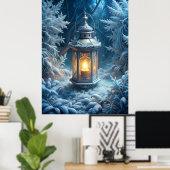 Enchanted Winter Lantern – Magical Snowy Forest Poster (Heimbüro)