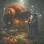 Enchanted wizard and snail house, magical fant tea aufkleber (Vorderseite)