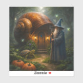 Enchanted wizard and snail house, magical fant tea aufkleber (Blatt)