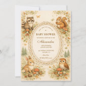 Enchanted Woodland Animals Baby Shower Einladung (Vorderseite)