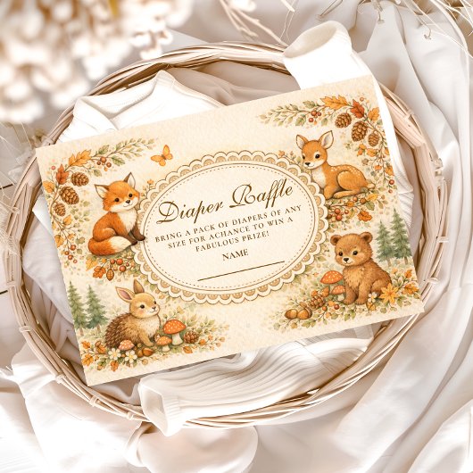 Enchanted Woodland Animals Diapper Raffle Begleitkarte