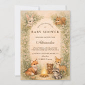 Enchanted Woodland Campfire Baby Shower Einladung (Vorderseite)